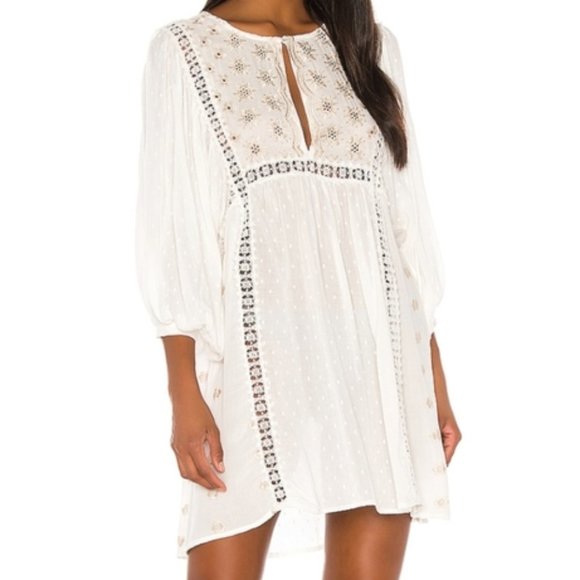 Free People Dresses & Skirts - Free People Charlotte Swiss Dot Tunic Ivory Dress Size Medium